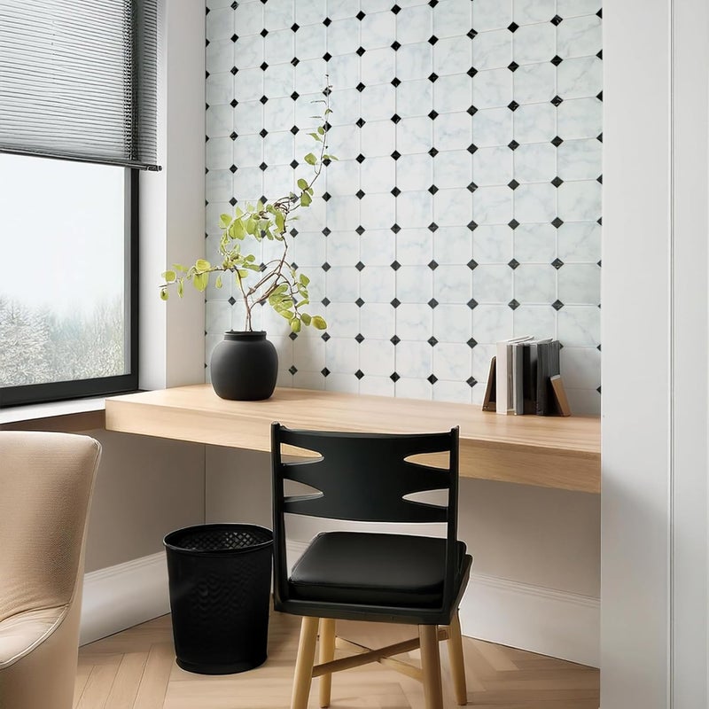 Smart Tiles Peel and Stick Backsplash - 5 Sheets of 7,75" x 7,75" - 3D Adhesive Peel and Stick Tile Backsplash for Kitchen, Bathroom, Wall Tile, Checkered - Image 2